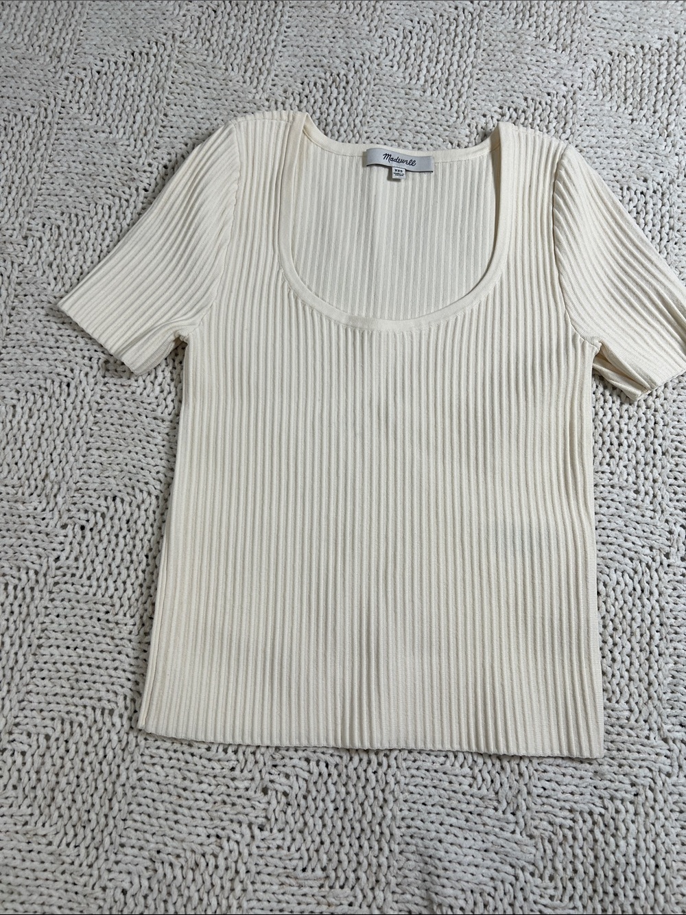 Madewell Ivory Ribbed Stcoop-Neck Short Sleeve Tee